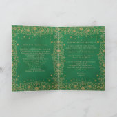 Smaragdgroene Gouden Bloemige Quinceañera Programma (Binnen)