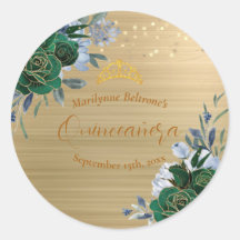 Smaragdgroene Gouden Bloemige Quinceañera