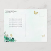 Smaragdgroene Gouden Bloemrijke Prinses Quinceañer Briefkaart (Achterkant)
