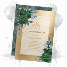 Smaragdgroene Gouden Bloemrijke Quinceañera