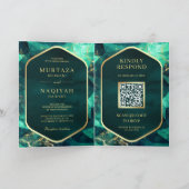 Smaragdgroene gouden edelsteen QR-code moslimhuwel (Binnen)
