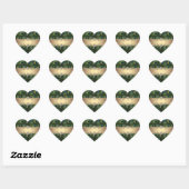 Smaragdgroene gouden elegante pauwstickers hart sticker (Vel)