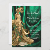 Smaragdgroene Gouden Elegante Sneaker Bal Kaart (Voorkant)