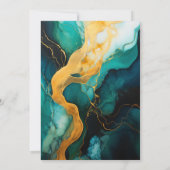 Smaragdgroene, gouden en zwarte inkt bruiloft kaart (Achterkant)