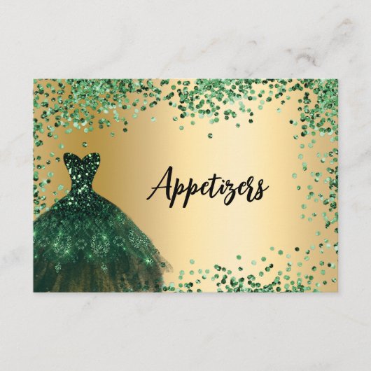 Smaragdgroene gouden feesttafelkaart save the date (Voorkant)