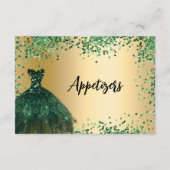 Smaragdgroene gouden feesttafelkaart save the date (Achterkant)