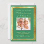 Smaragdgroene gouden fotoverjaardag kaart (Voorkant)
