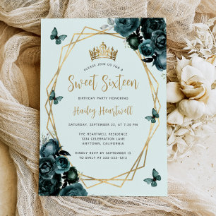 Smaragdgroene Gouden Geometrische Bloemrijke Sweet Kaart