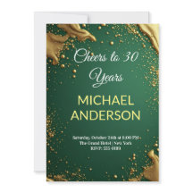 Smaragdgroene Gouden Glitter 30e Verjaardagsuitnod