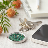Smaragdgroene Gouden Glitter Aangepaste Naam Sleut Sleutelhanger (Zijkant)
