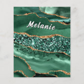 Smaragdgroene Gouden Glitter Flyers Aangepaste Naa (Achterkant)