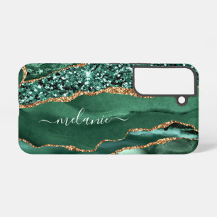 Smaragdgroene Gouden Glitter Marmer Aangepaste Naa Samsung Galaxy Hoesje