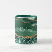 Smaragdgroene Gouden Glitter Marmer Beker met Eige Mok (Midden)