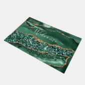 Smaragdgroene Gouden Glitter Marmeren Deurmat (Schuin)
