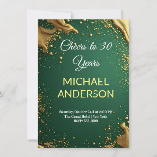 Smaragdgroene Gouden Glitter Verjaardag Kaart