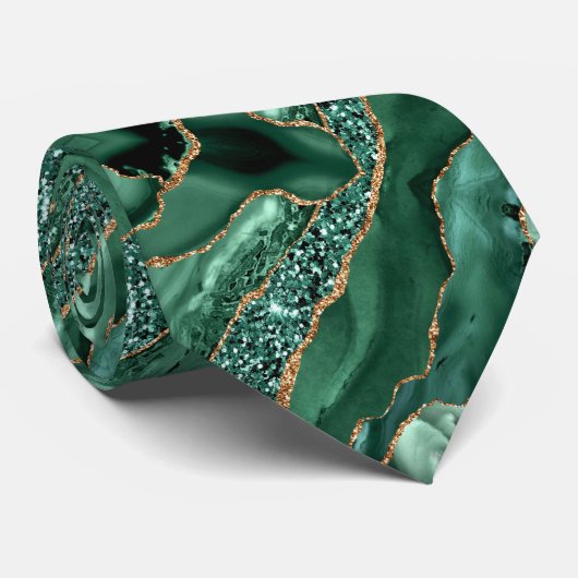Smaragdgroene gouden glitters lint stropdas (Opgerold)