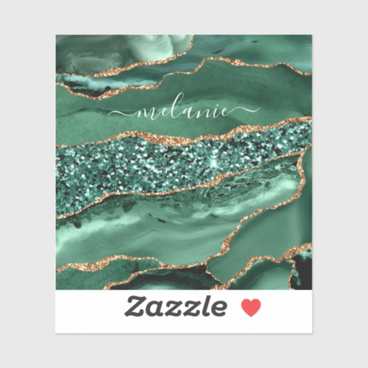 Smaragdgroene gouden glitters sticker aangepaste n (Vel)