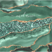 Smaragdgroene gouden glitters sticker aangepaste n (Voorkant)