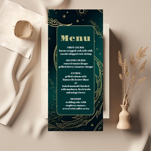 Smaragdgroene Gouden Hemelse Trouw Menu