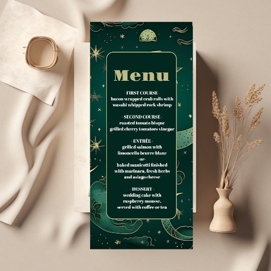 Smaragdgroene Gouden Hemelse Trouw Menu