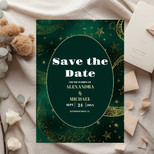 Smaragdgroene Gouden Hemelse Trouw Save The Date