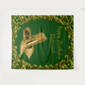 Smaragdgroene Gouden Hoge Hakken Verjaardag XL Ach Wandkleed (Voorkant (horizontaal))
