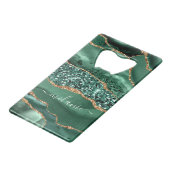 Smaragdgroene gouden Jouw naam flesopener op maat Creditkaart Flessenopener (Achterkant Gekanteld)