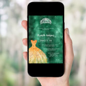 Smaragdgroene gouden jurk tiara Sweet 16 Kaart