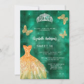 Smaragdgroene gouden jurk tiara Sweet 16 Kaart (Voorkant)