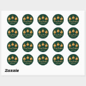 Smaragdgroene gouden kerstversieringen ronde sticker (Vel)