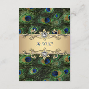 Smaragdgroene Gouden Koninklijke Indische Pauw RSV RSVP Kaartje