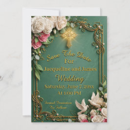 Smaragdgroene Gouden Kruis Christelijke Save The D Date