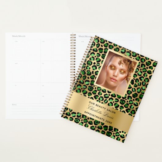 Smaragdgroene gouden luipaard schoonheidssalon 202 planner (Display)
