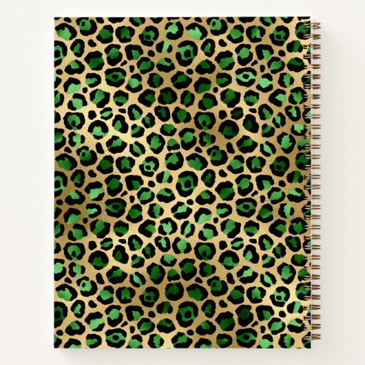 Smaragdgroene gouden luipaard schoonheidssalon ond notitieboek (Achterkant)