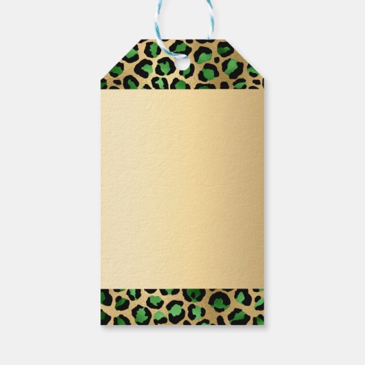 Smaragdgroene gouden luipaard verjaardag cadeaulabel (Achterkant)