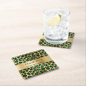 Smaragdgroene gouden luipaard verjaardag kartonnen onderzetters (Insitu)