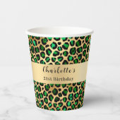Smaragdgroene gouden luipaard verjaardag papieren bekers (Voorkant)