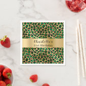 Smaragdgroene gouden luipaard verjaardag servet (Insitu)