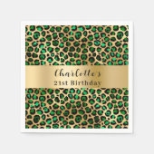Smaragdgroene gouden luipaard verjaardag servet (Voorkant)