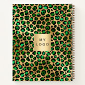Smaragdgroene gouden luipaard zakelijk logo notitieboek (Achterkant)