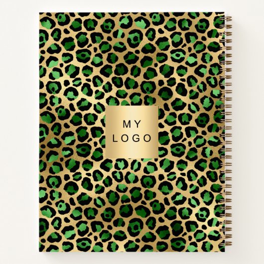 Smaragdgroene gouden luipaard zakelijk logo notitieboek (Achterkant)