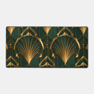Smaragdgroene Gouden Luxe Art Deco Bureaumat