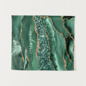 Smaragdgroene Gouden Marmer Aangepaste Naam Wandta Wandkleed (Voorkant (horizontaal))