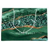 Smaragdgroene gouden marmeren cadeautas met eigen  (Voorkant)