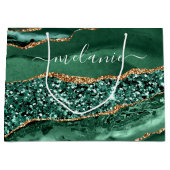 Smaragdgroene gouden marmeren cadeautas met eigen  (Voorkant)