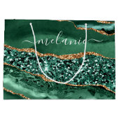 Smaragdgroene gouden marmeren cadeautas met eigen  (Achterkant)