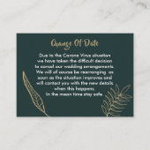 Smaragdgroene Gouden Moderne Getekende Bladeren Br Informatiekaartje (Voorkant)