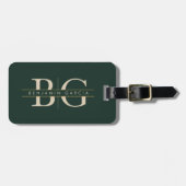 Smaragdgroene Gouden Monogram Bagage Label (Voorkant horizontaal)