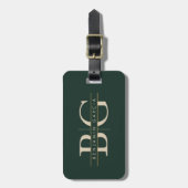 Smaragdgroene Gouden Monogram Bagage Label (Voorkant verticaal)