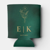 Smaragdgroene & Gouden Monogram Wilde Bloem Bruilo Blikjeskoeler (Achterkant)